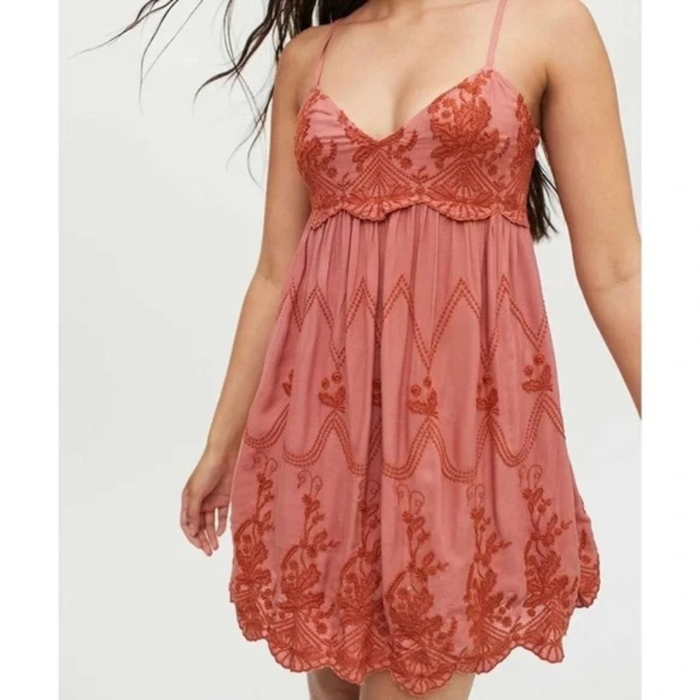 Pink Jamie Embroidered Dress Urban Outfitters